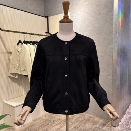 백 밴딩 인조 스웨이드 자켓