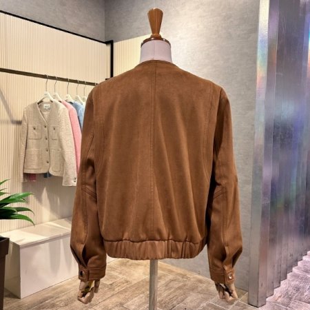 백 밴딩 인조 스웨이드 자켓