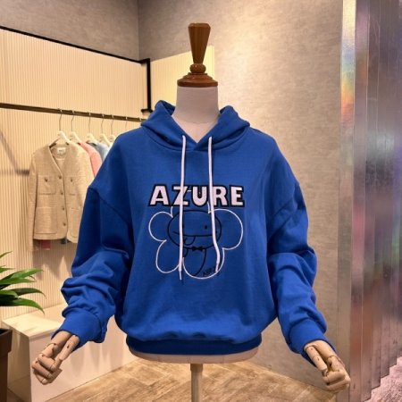 크롭 자수 레터링 후드 티셔츠