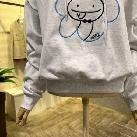 크롭 자수 레터링 후드 티셔츠