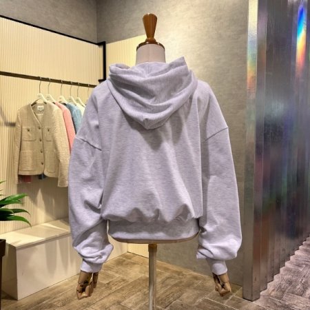 크롭 자수 레터링 후드 티셔츠