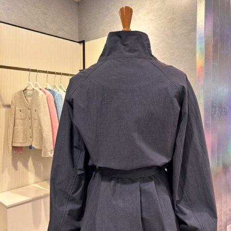 하이넥 박시 벨티드 트렌치 코트