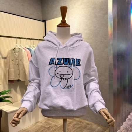 자수 레터링 크롭 후드 티셔츠