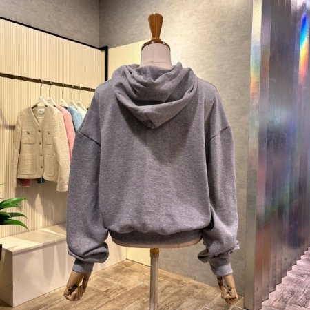 자수 레터링 크롭 후드 티셔츠