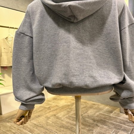 자수 레터링 크롭 후드 티셔츠