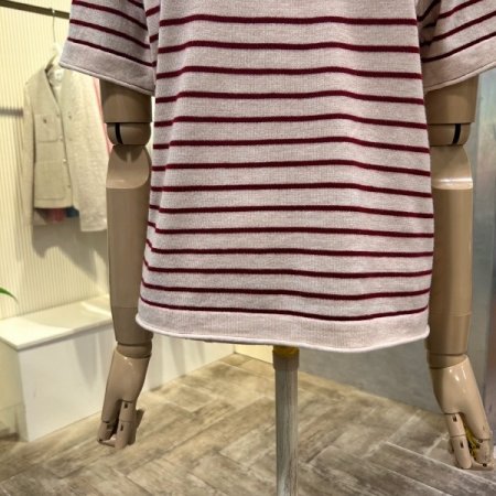 라운드 스트라이프 반팔 니트