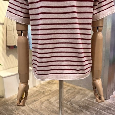 라운드 스트라이프 반팔 니트