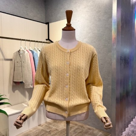 컬러 꽈배기 라운드 가디건