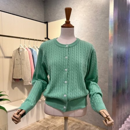 컬러 꽈배기 라운드 가디건