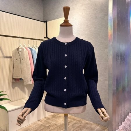 컬러 꽈배기 라운드 가디건