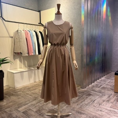 민소매 스트링 플레어 원피스