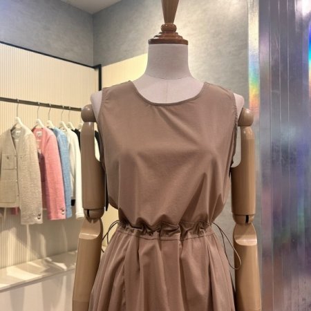 민소매 스트링 플레어 원피스