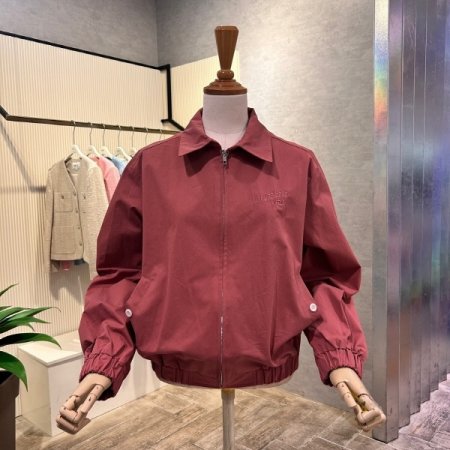 자수 레터링 지퍼 점퍼