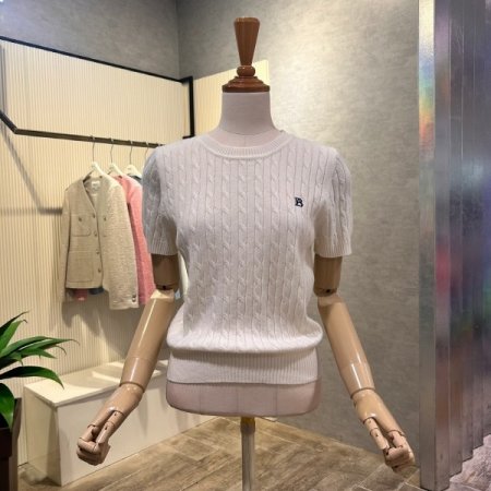 크롭 꽈배기 라운드 니트