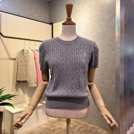 크롭 꽈배기 라운드 니트