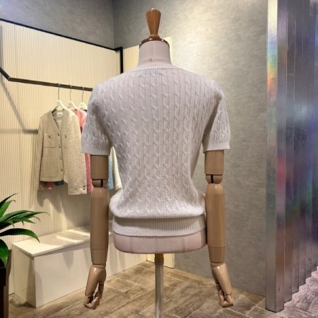 크롭 꽈배기 라운드 니트