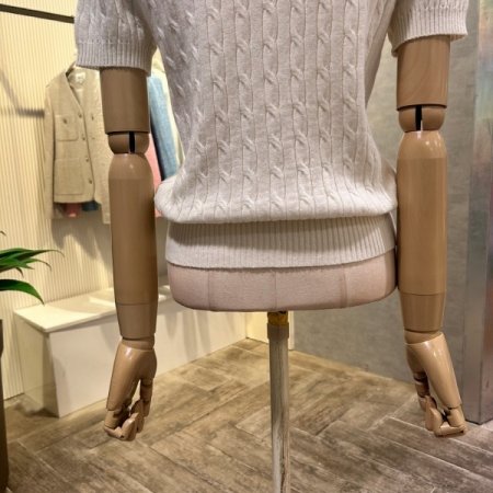 크롭 꽈배기 라운드 니트