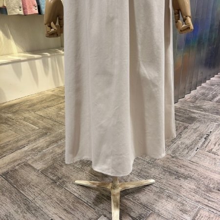 백 밴딩 투턱 면 롱 스커트