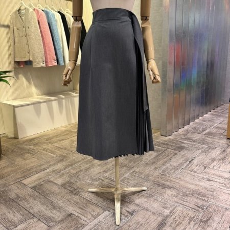 플리츠 랩 롱 스커트