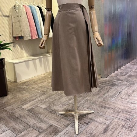 플리츠 랩 롱 스커트