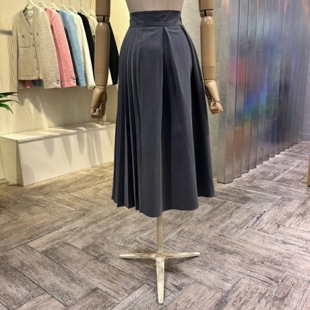 플리츠 랩 롱 스커트