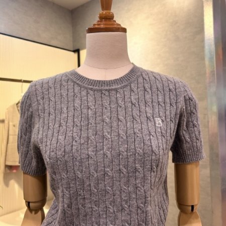 꽈배기 크롭 반팔 니트