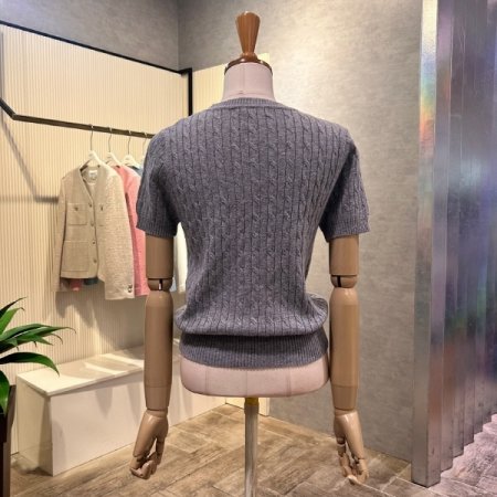 꽈배기 크롭 반팔 니트