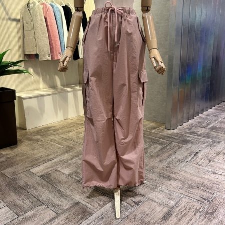 밴딩 카고 와이드 팬츠