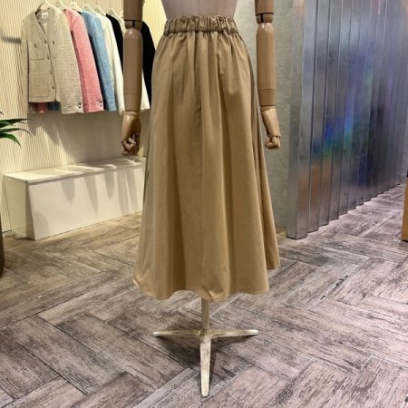 투턱 백 밴딩 면 롱 스커트