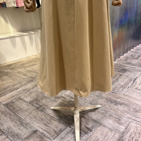 투턱 백 밴딩 면 롱 스커트