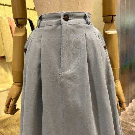 A라인 백 밴딩 면 롱 스커트