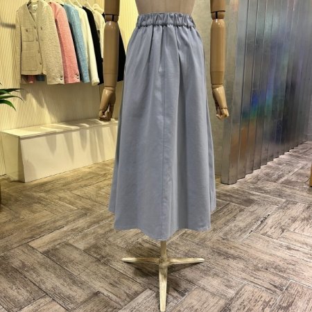 A라인 백 밴딩 면 롱 스커트