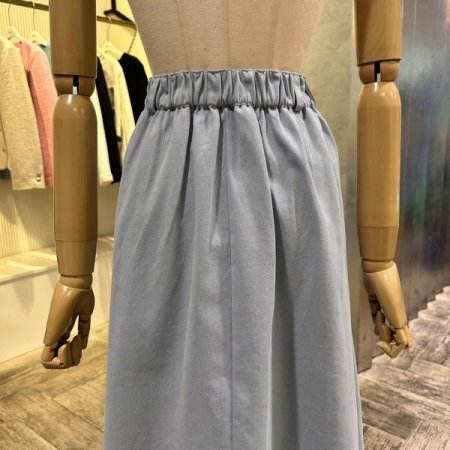 A라인 백 밴딩 면 롱 스커트