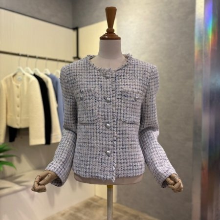 컬러 라운드 부클 라인 트위드 재킷