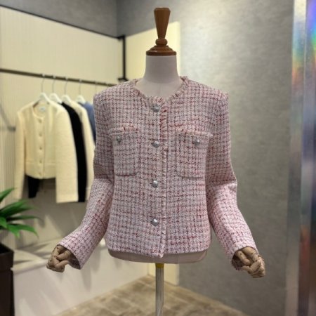 컬러 라운드 부클 라인 트위드 재킷