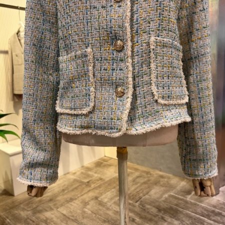 포켓 부클 라인 트위드 컬러 재킷