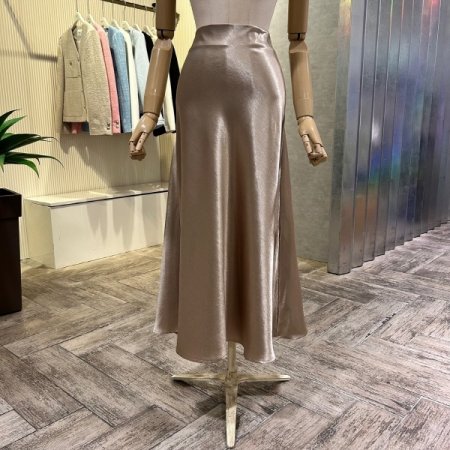 A라인 새틴 롱 스커트