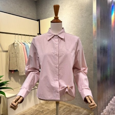 크롭 자수 마크 셔츠