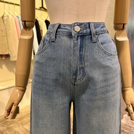 워싱 와이드 부츠컷 데님 팬츠