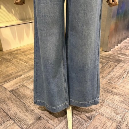 워싱 와이드 부츠컷 데님 팬츠