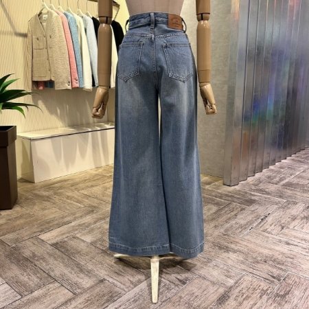 워싱 와이드 부츠컷 데님 팬츠