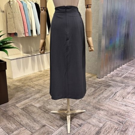 플리츠 벨트 랩 롱 스커트