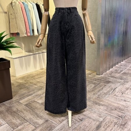 레오파드 와이드 팬츠