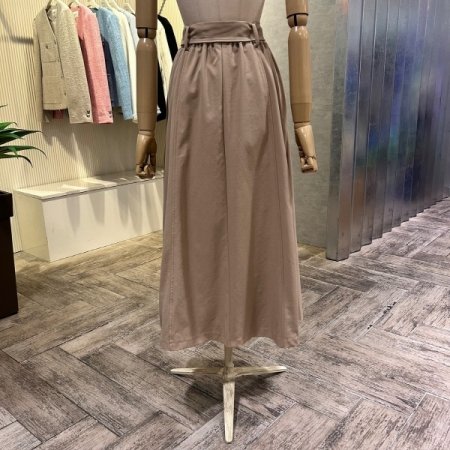 백 밴딩 더블 단추 벨트 롱 스커트