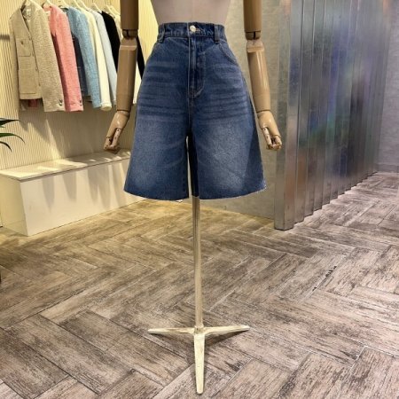 백 밴딩 워싱 데님 반바지