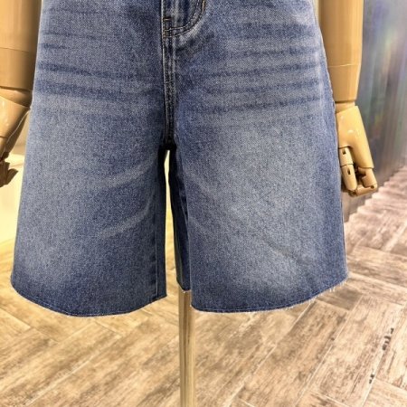 백 밴딩 워싱 데님 반바지