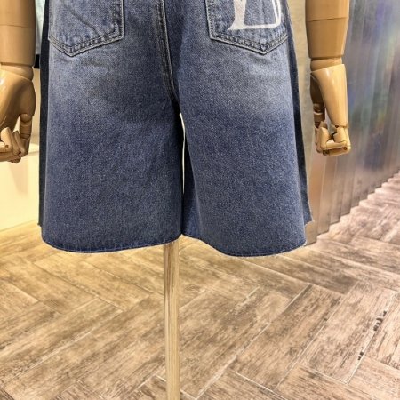 백 밴딩 워싱 데님 반바지