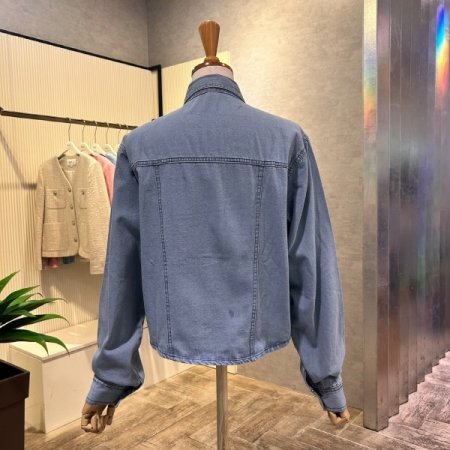 크롭 언발 포켓 데님 셔츠