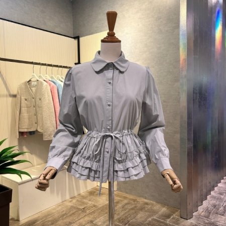 스트랩 프릴 이중단 블라우스