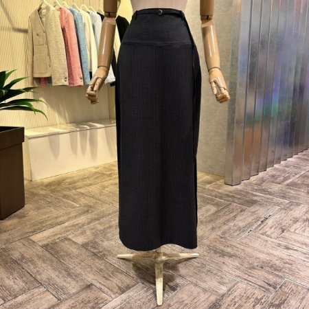 스트라이프 사이드 트임 롱 스커트